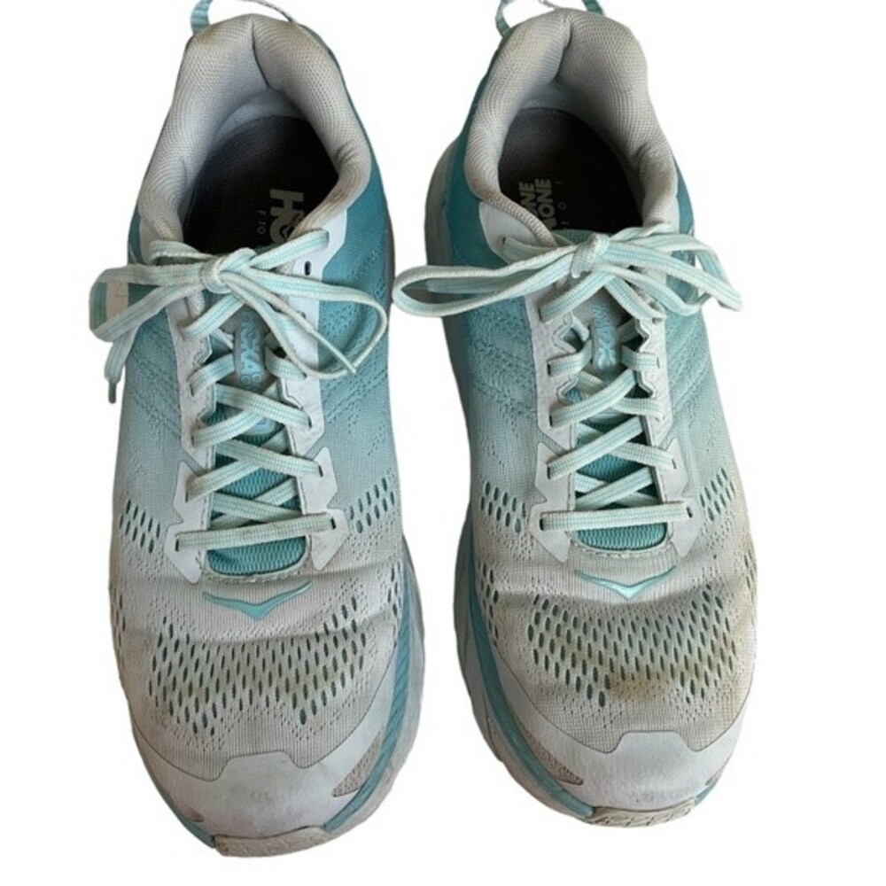 Hoka Clifton 6 Women's Light Blue White Lace Up Running Walking Sneakers Sz 10.5